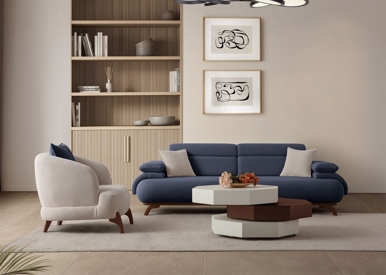 Canapea 3 locuri, Atelier del Sofa, 752EST1151, Lemn de carpen/PAL melaminat, Albastru navy - view 5