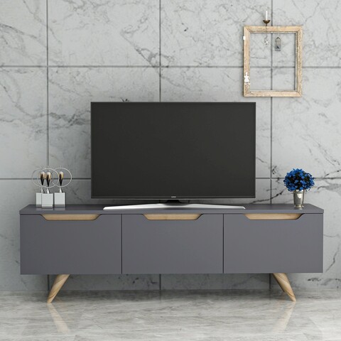 Comoda TV, Inarch, Prag, 150x44x35 cm, Antracit / Stejar Inarch