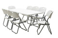 Masa pliabila pentru picnic si gradina Rodeo, Pakoworld, 152x70x74 cm, polietilena HDPE/metal, alb/gri