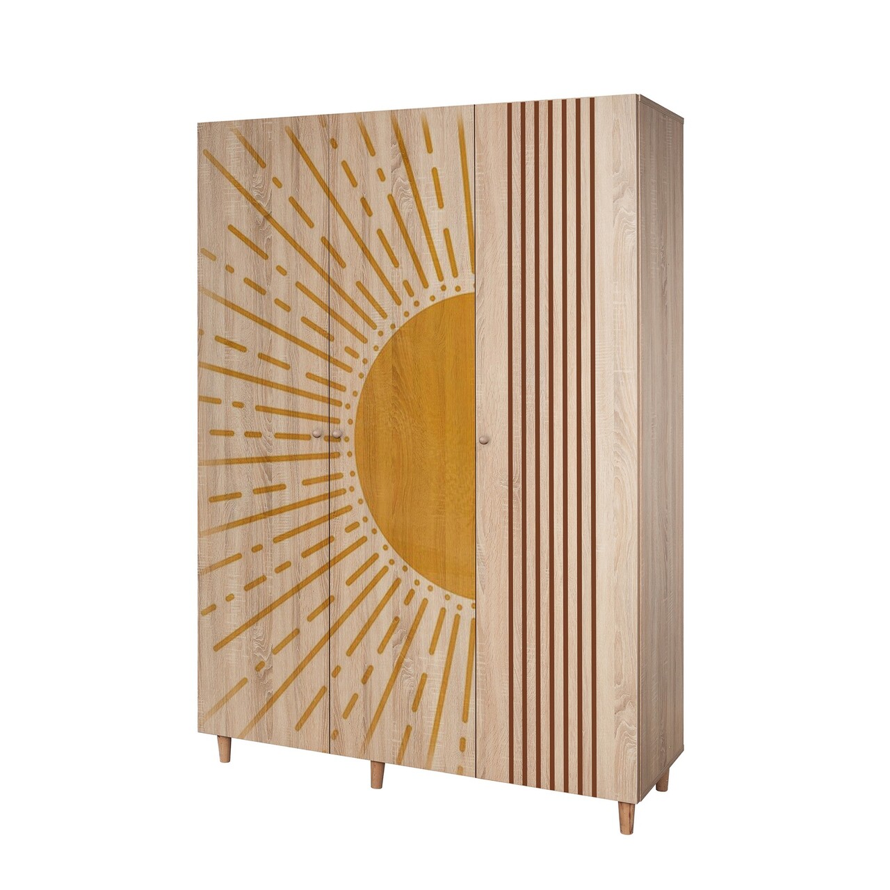 Dulap pentru haine, Vella, Lena 3 -971, 135x192x52 cm, PAL, Sonomo - 2 | YEO