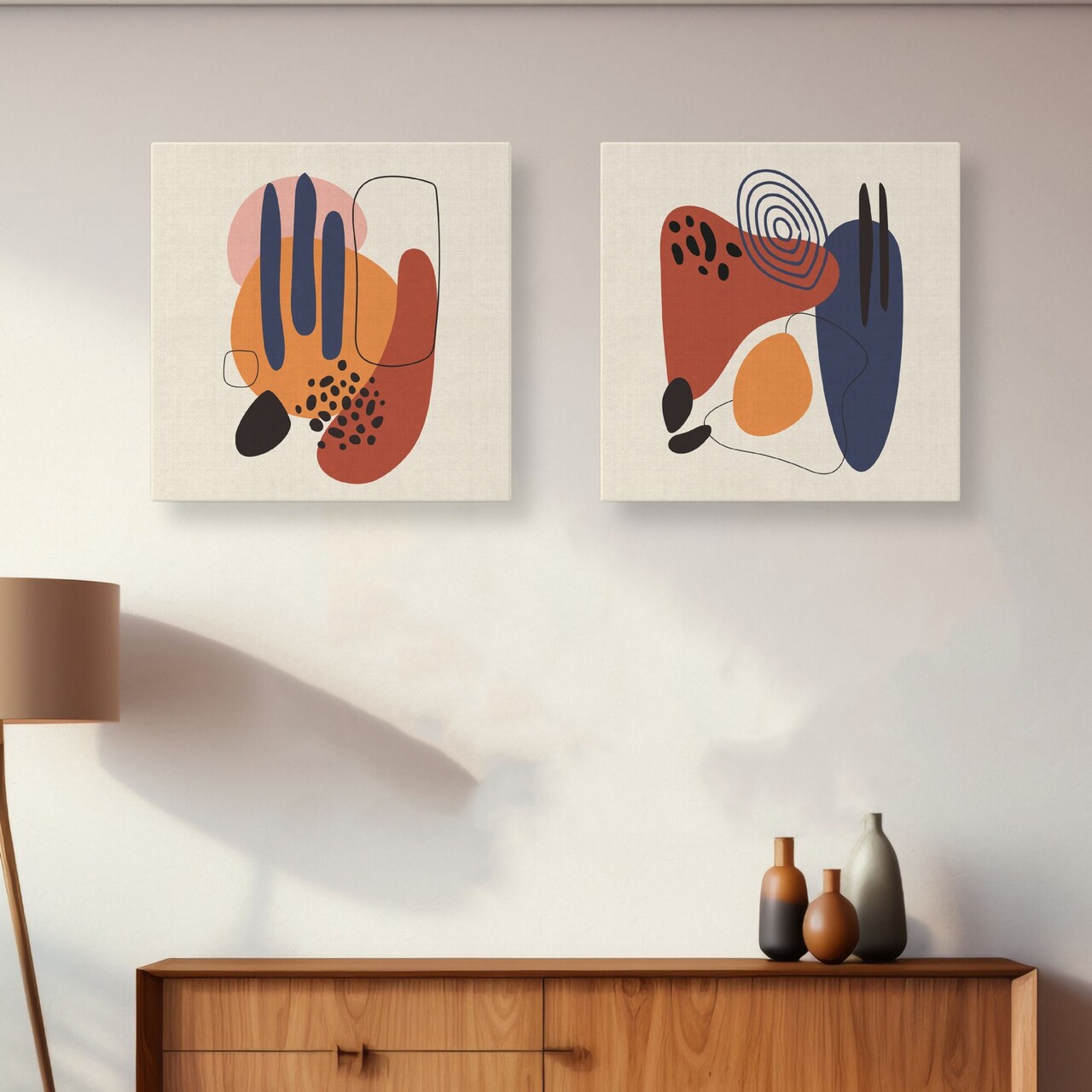 Set 2 tablouri decorative ASR_CNVS25 Lemn Multicolor