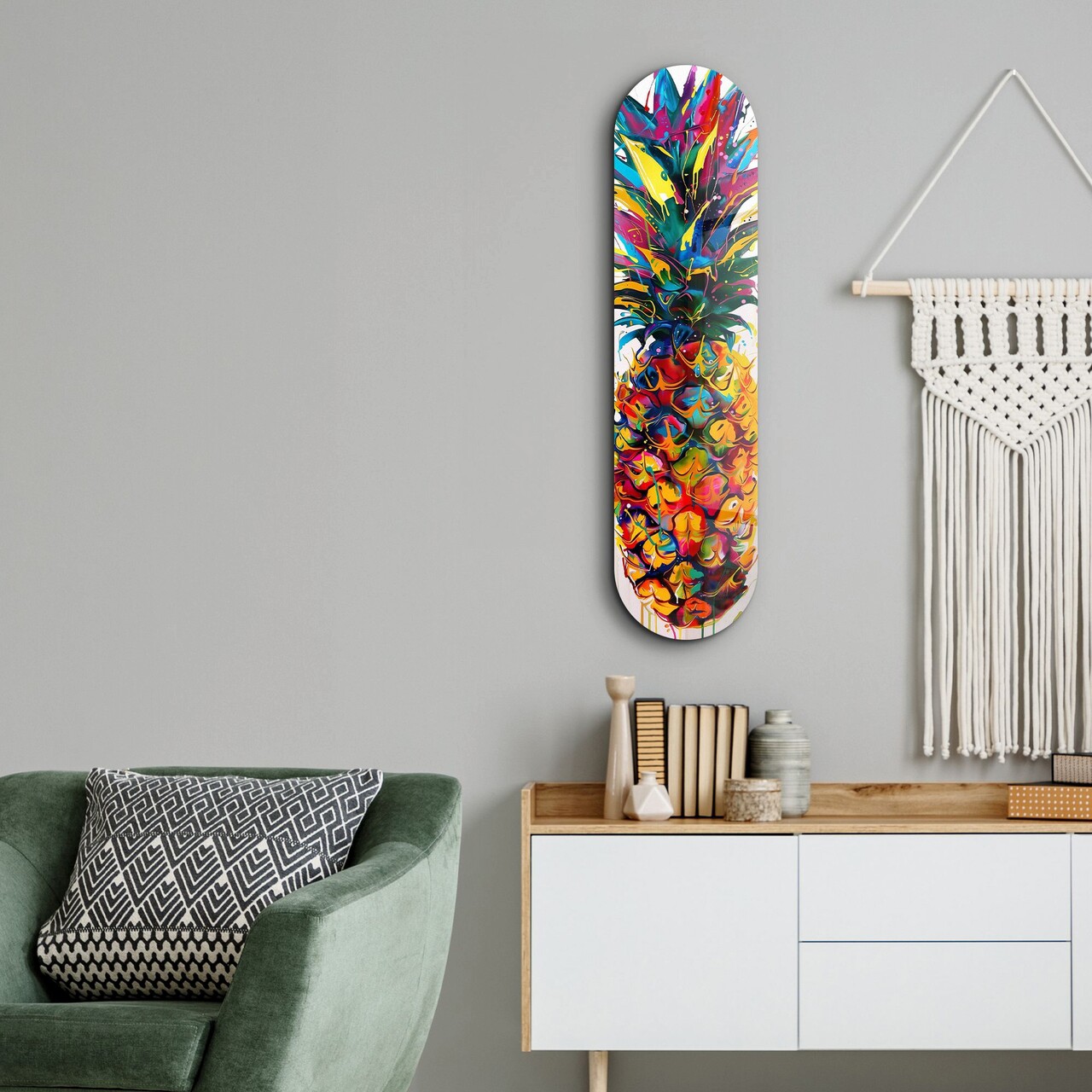 Tablou decorativ Watercolor Ananas Dimensiune: 20 x 80 cm Multicolor