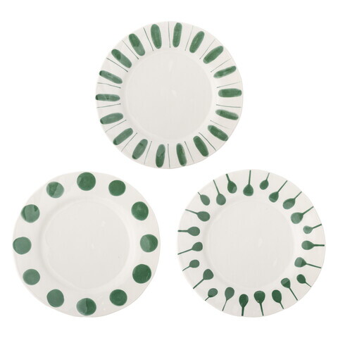 Set 3 farfurii intinse, Bloomingville, Linora, 28x3 cm, ceramica, verde