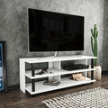 Comoda TV, Retricy, Pueblo, 120x44.6x47.4 cm, PAL, Alb/Negru