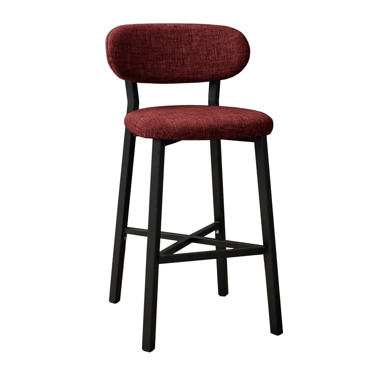 Scaun de bar, Hanah Home, Luna, 42x100x45 cm, Fier/Poliester/In, Bordo — imaginea 6