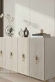Consola, Hanah Home, Ayshe 120, 120x75x32 cm, White / Travertine / Gold