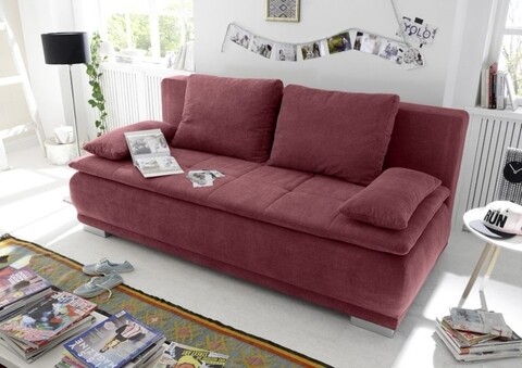 Canapea extensibila, Luigi, Berry, 3 locuri, 211 x 93 x 103 cm, PAL/lemn/poliester, rosu