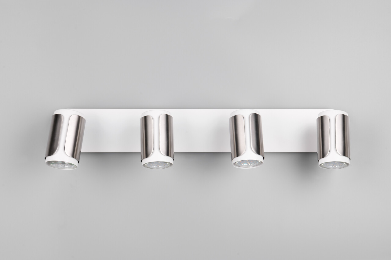 Plafoniera Gillan, TRIO, 60x12x16 cm, 10W, 4x GU10, metal, nichel mat/alb