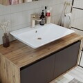 Set Dulap de Baie cu Chiuvetă și Oglindă (2 Piese), Hanah Home, 1709, MDF-LAM, Pin Atlantic / Antracit