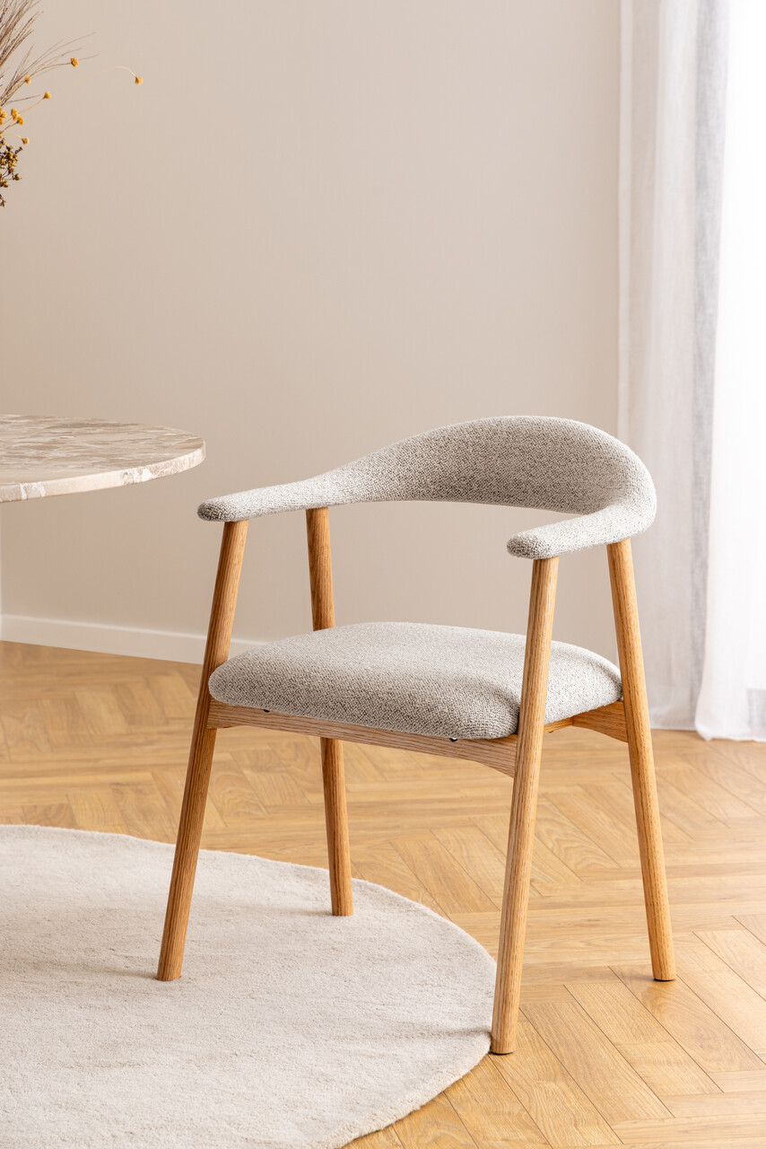 Scaun Addi, Actona, 56x54x75.5 cm, tesatura Boucle/lemn de stejar, bej - view 5