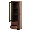Vitrina cu 1 usa si 2 sertare, Luvru, L.60 l.50 H.190, mdf/pal/furnir de fag, maro