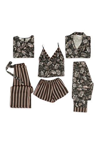 Set pijamale dama, 637BNC1261 – XL, Benicia, Viscoza, Negru / Roșu / Bej Benicia