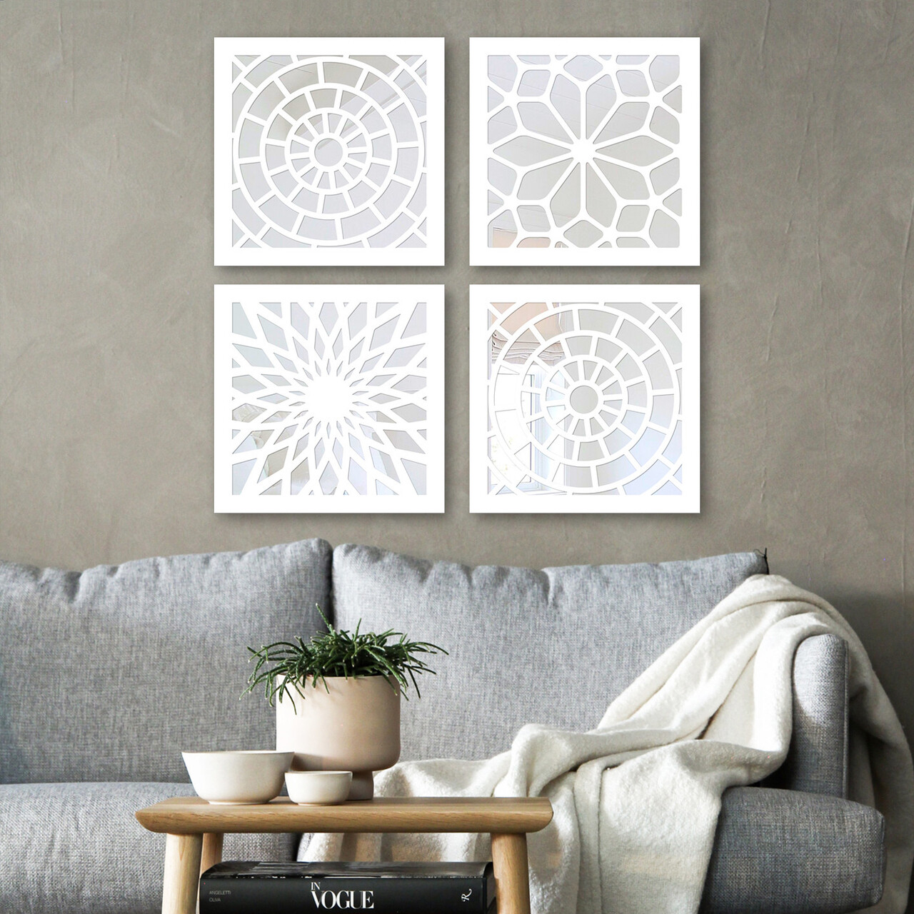 Set 4 oglinzi decorative BYZ7436502136122 MDF Argintiu