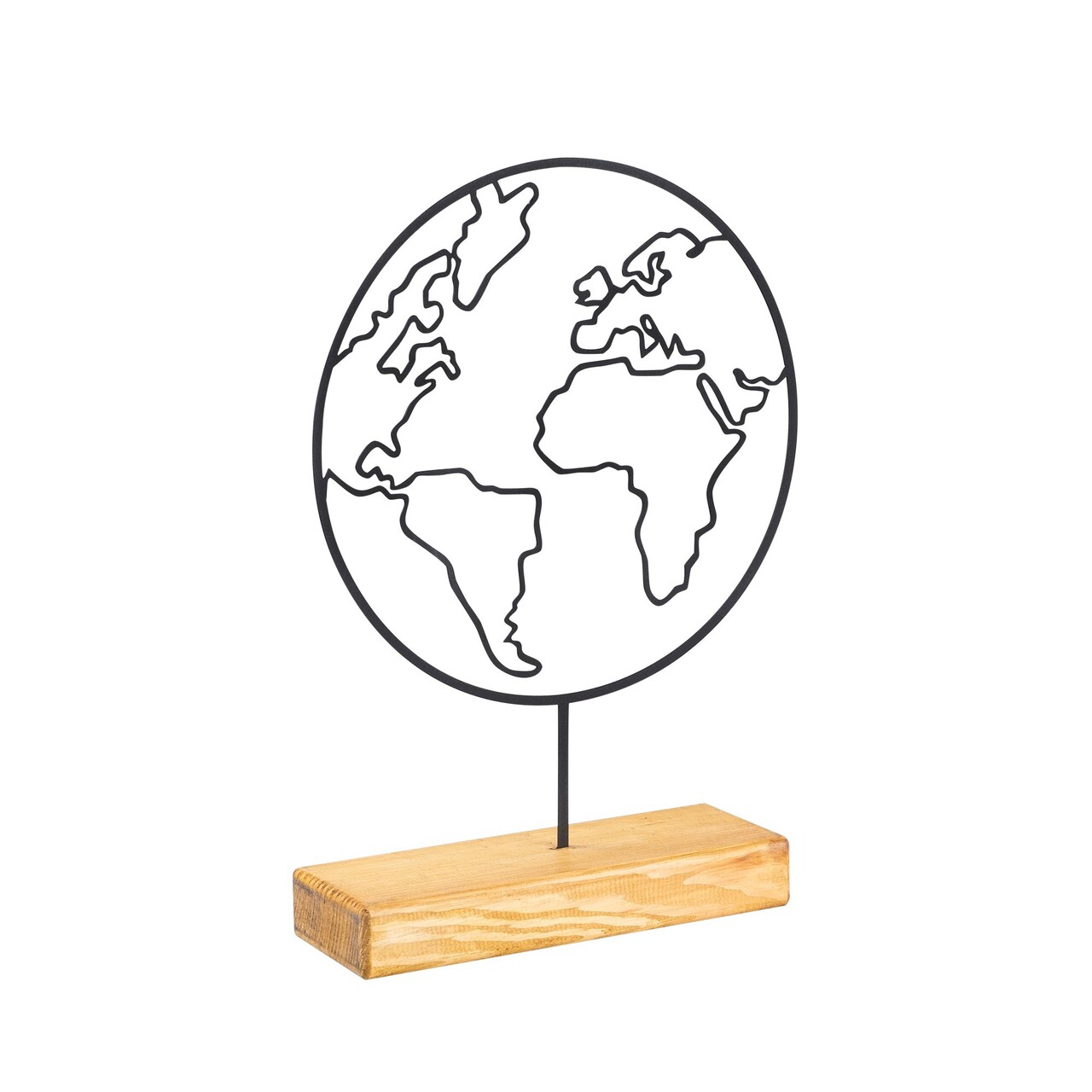Decoratiune, World, 28x40x4 cm, Metal, Negru - 1 | YEO