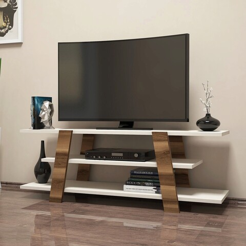 Comoda tv, hommy craft, flower, 120x42x33.6 cm, nuca / crema
