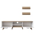 Comoda TV cu 2 rafturi, Wren, M48 - 1043, pal melaminat, alb/nuc