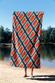 Prosop de plaja, Astacura, Red Boxes 70, 70x130 cm, 70% poliester/30% poliamida, Multicolor