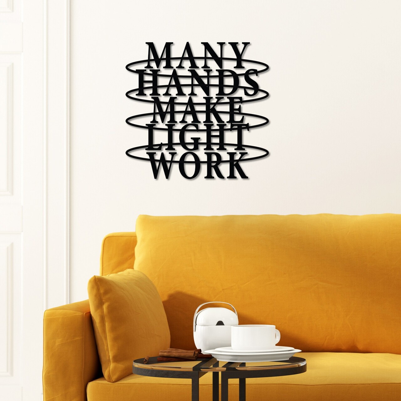 Decoratiune de perete, Hands Work, Dimensiune: 38 x 37 cm, Negru