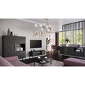 Raft de perete ELTAP, Lanzzi, 120x25x20 cm, MDF laminat, negru/auriu