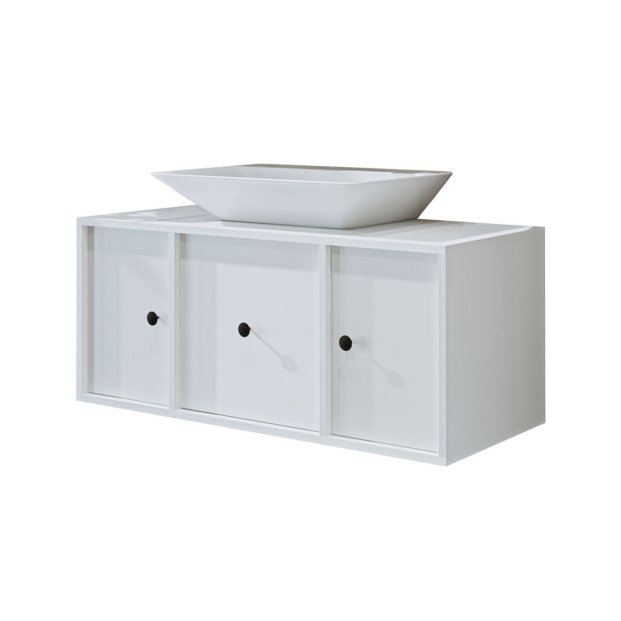 Dulap de baie cu chiuvetă, Hanah Home, 2538, MDF, Alb — imaginea 6