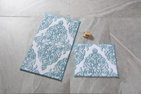 Set 2 covorase de baie Emboss, Confetti, 50×57 cm/57×100 cm, turcoaz Covoare