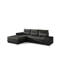 Coltar extensibil stanga 4 locuri ELTAP, Ov38, Ottavio, 275x180x85 cm, lemn/poliester, gri inchis/negru