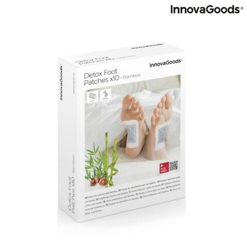 Set 10 plasturi de detoxifiere pentru picioare, Bamboo InnovaGoods, 10x12 cm