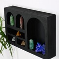 Raft de perete, Evila Originals, Cry003-S, 35x23x6 cm, Lemn masiv, Negru