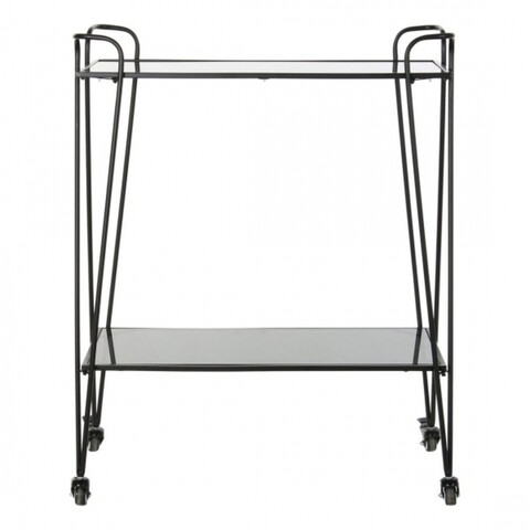 Carucior multifunctional, dkd home, 70 x 34 x 87 cm, metal/sticla, negru