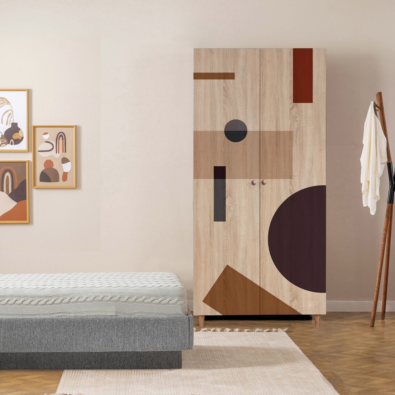 Dulap pentru haine, Vella, Lidya 2 -969, 90x192x52 cm, PAL, Sonomo - 1 | YEO