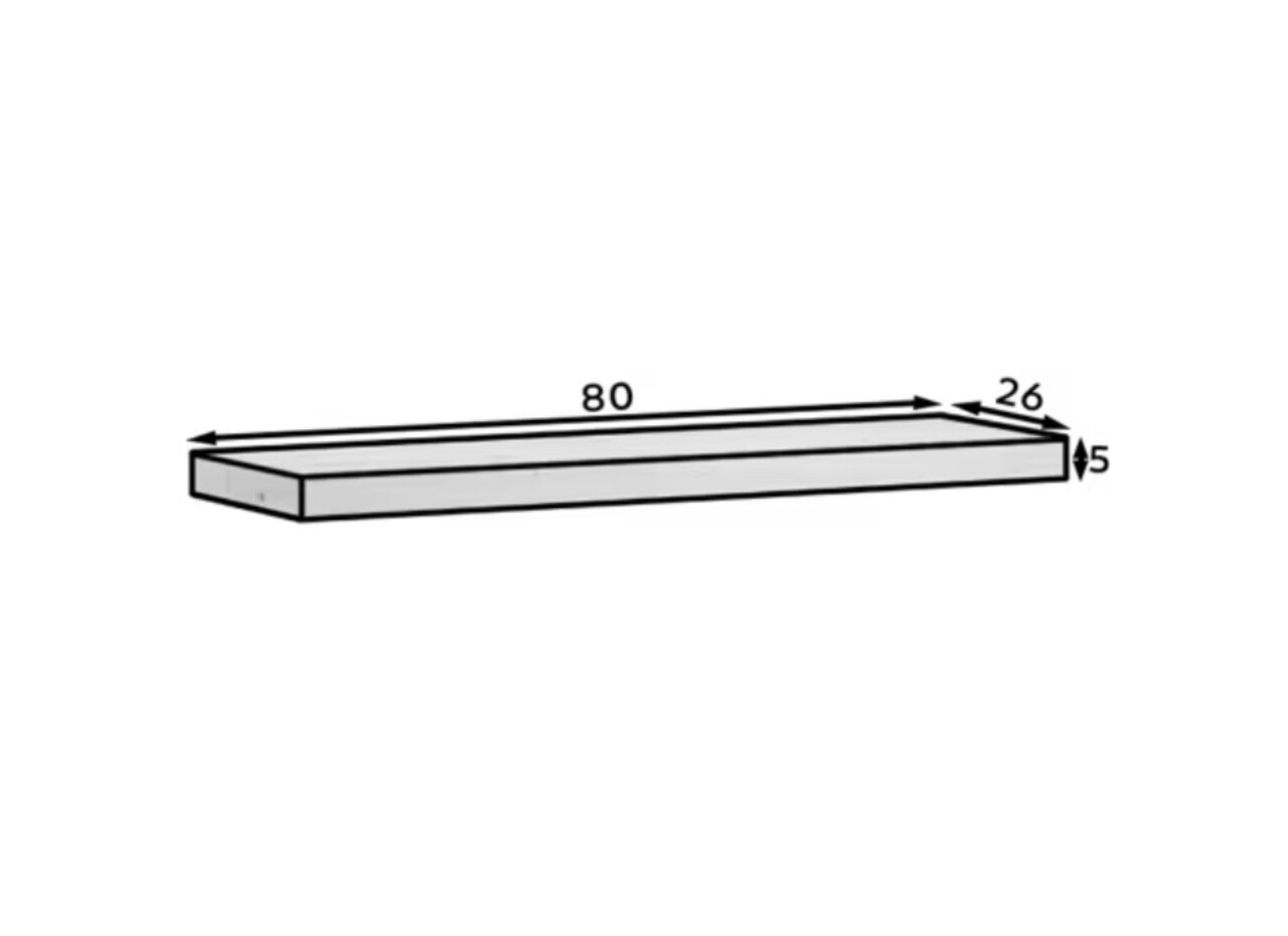 Raft de perete ELTAP, Gariss, 80x26x15 cm, PAL/PVC, negru