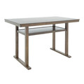 Set masa de bar si 6 scaune Tenon-Siera, Pakoworld, 150x90x91.5 cm, MDF/lemn masiv de cauciuc, maro/negru