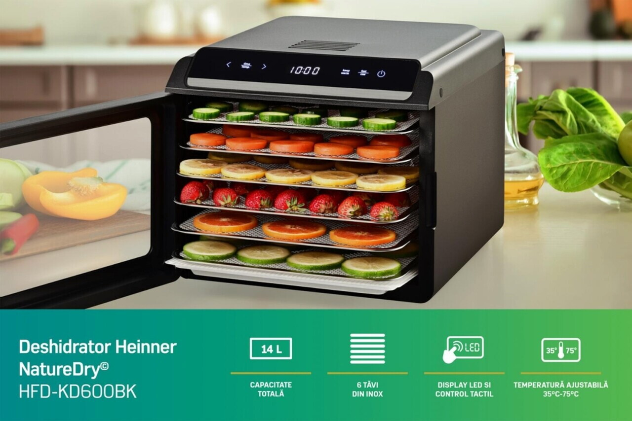 Deshidrator fructe si legume NatureDry, Heinner, 500-600W, negru - view 8