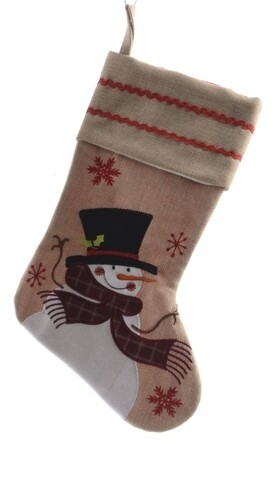 Decoratiune Stocking Snowman, Decoris, 25x45 cm, poliester, multicolor