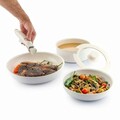 Set tigai cu capac si maner detasabil 5 piese, Passet, InnovaGoods, Ø26, Ø20, Ø18 cm, aluminiu/sticla, bej