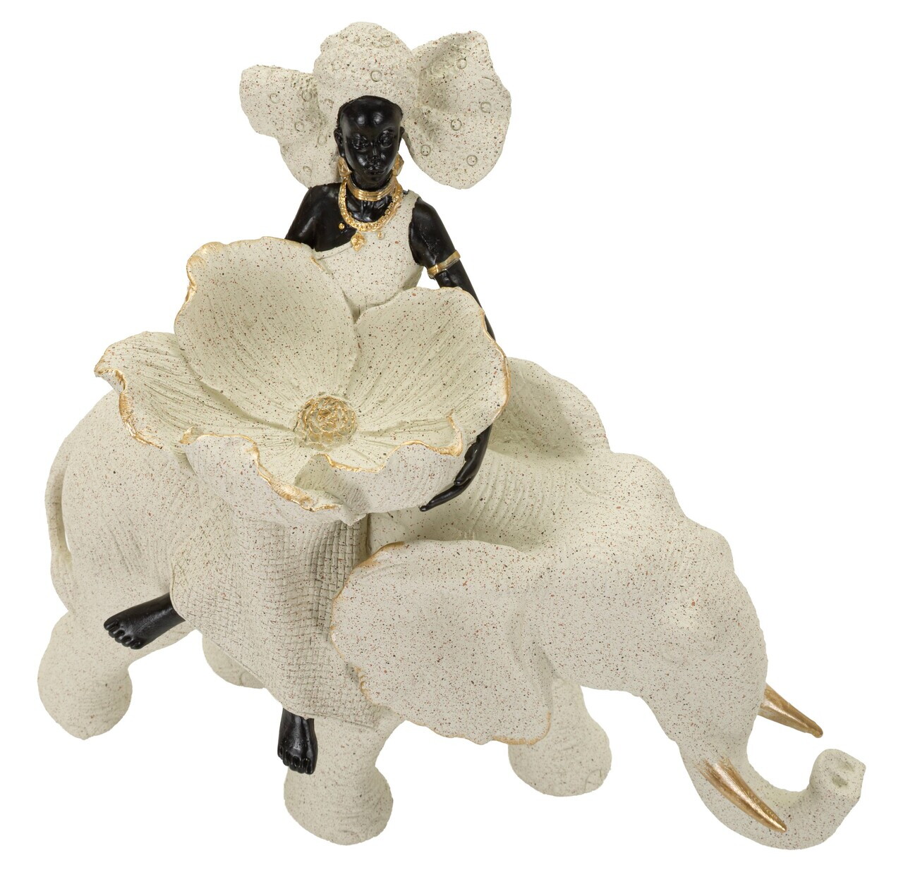 Statueta / figurina decorativa, Mauro Ferretti, African Woman on Elephant, 29x13x29 cm, polirasina, nisip - view 3