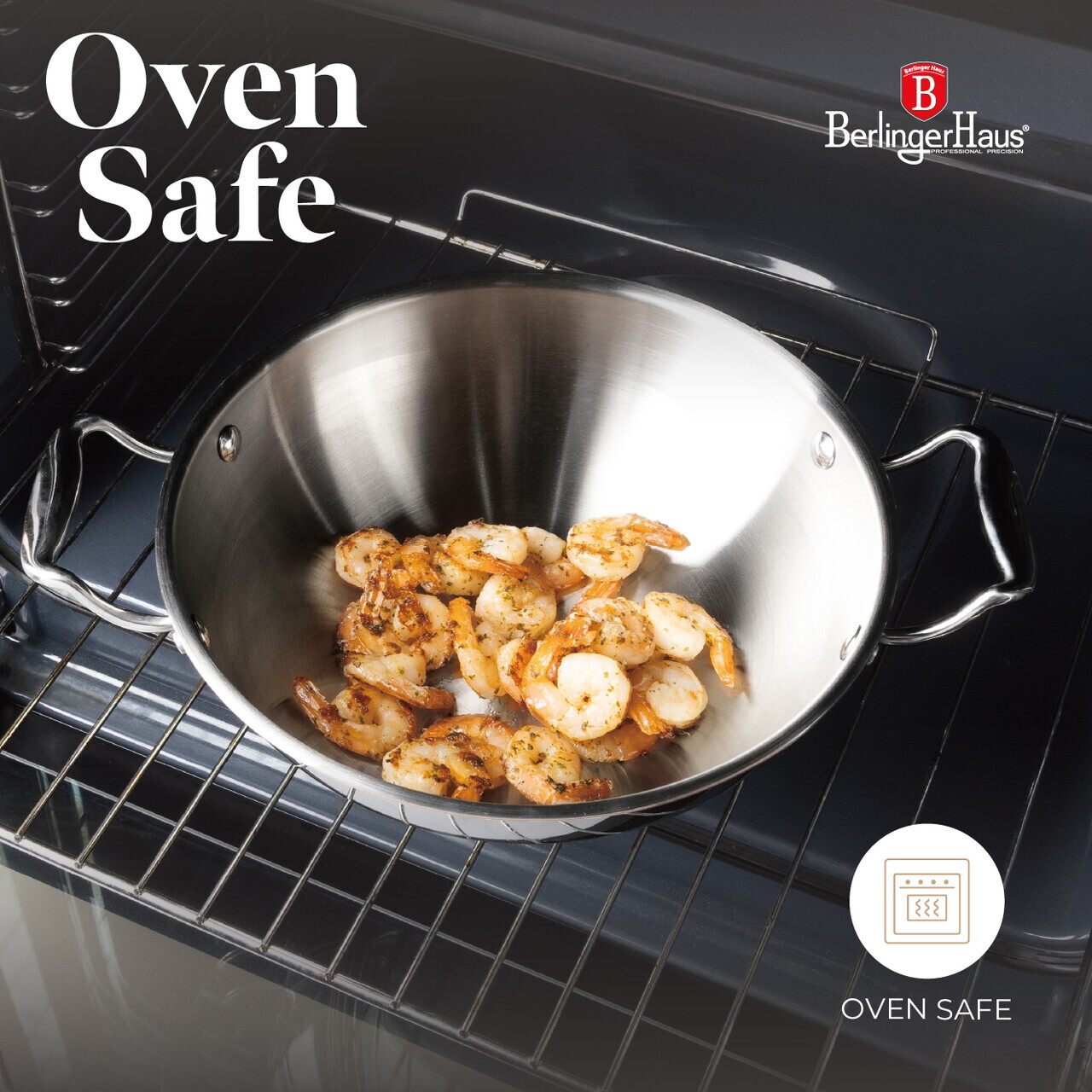 Tigaie Wok cu capac Berlinger Haus, Copper Touch, 24 cm, inox, argintiu - imagine 11