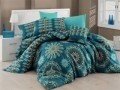 Lenjerie de pat pentru o persoana, 3 piese, amestec bumbac, Nazenin Home, Hula, turcoaz
