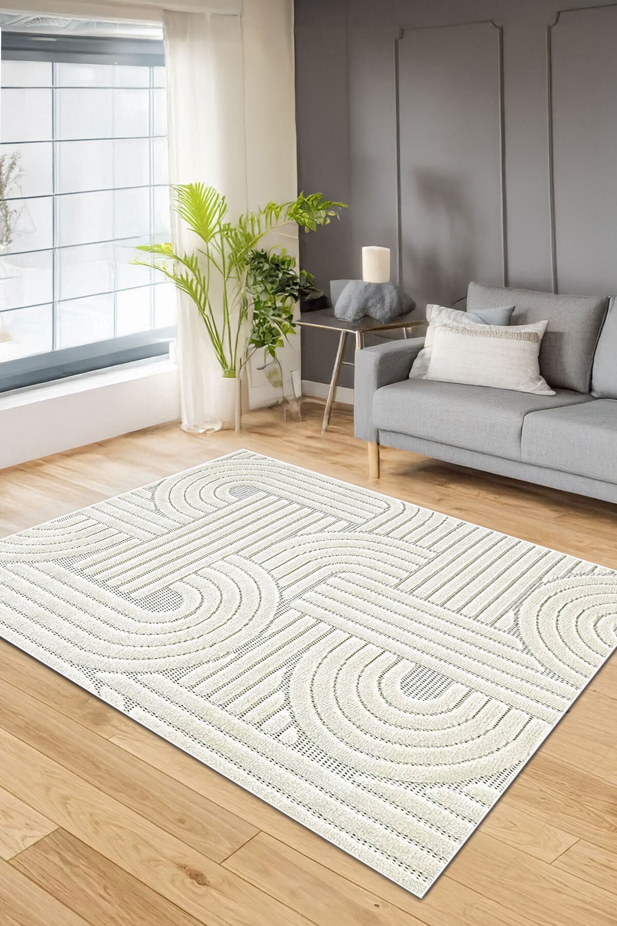 Covor, CLR-7312-HALI-20, 120x300 cm, Poliester, Ecru