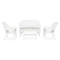 Set mobilier pentru gradina/terasa, 4 piese, Barbara, otel/poliester/sticla, alb/gri