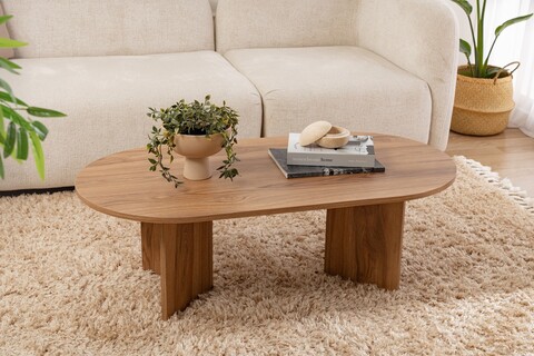 Masuta de cafea, Nordure, Oval, 120x60x40 cm, MDF , Maro
