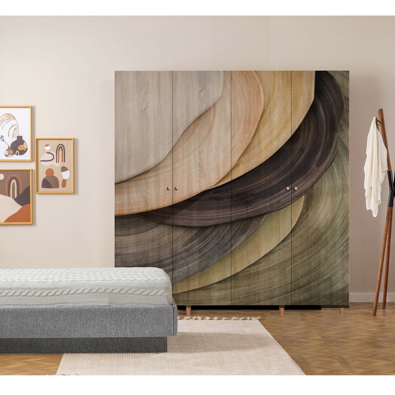 Dulap pentru haine, Vella, Loni 4 -977, 180x192x52 cm, PAL, Sonomo - 1 | YEO