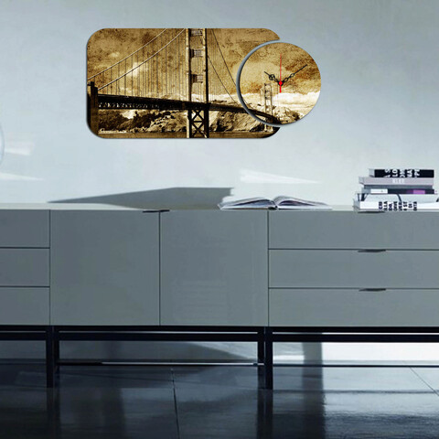 Set ceas si tablou decorativ, yms-55, mdf , dimensiune: 68 x 32 cm, multicolor