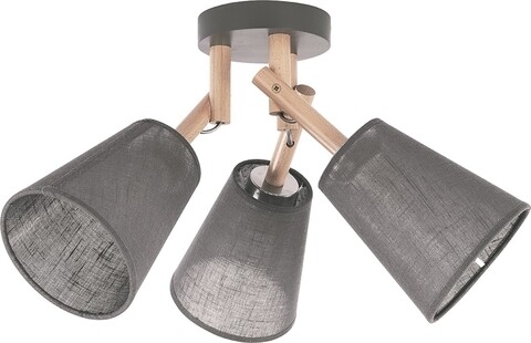 Plafoniera, eurostil light, vaio, 42 x 42 x 31 cm, 3 x 60 w, e14, 220 v, metal/lemn/textil, gri