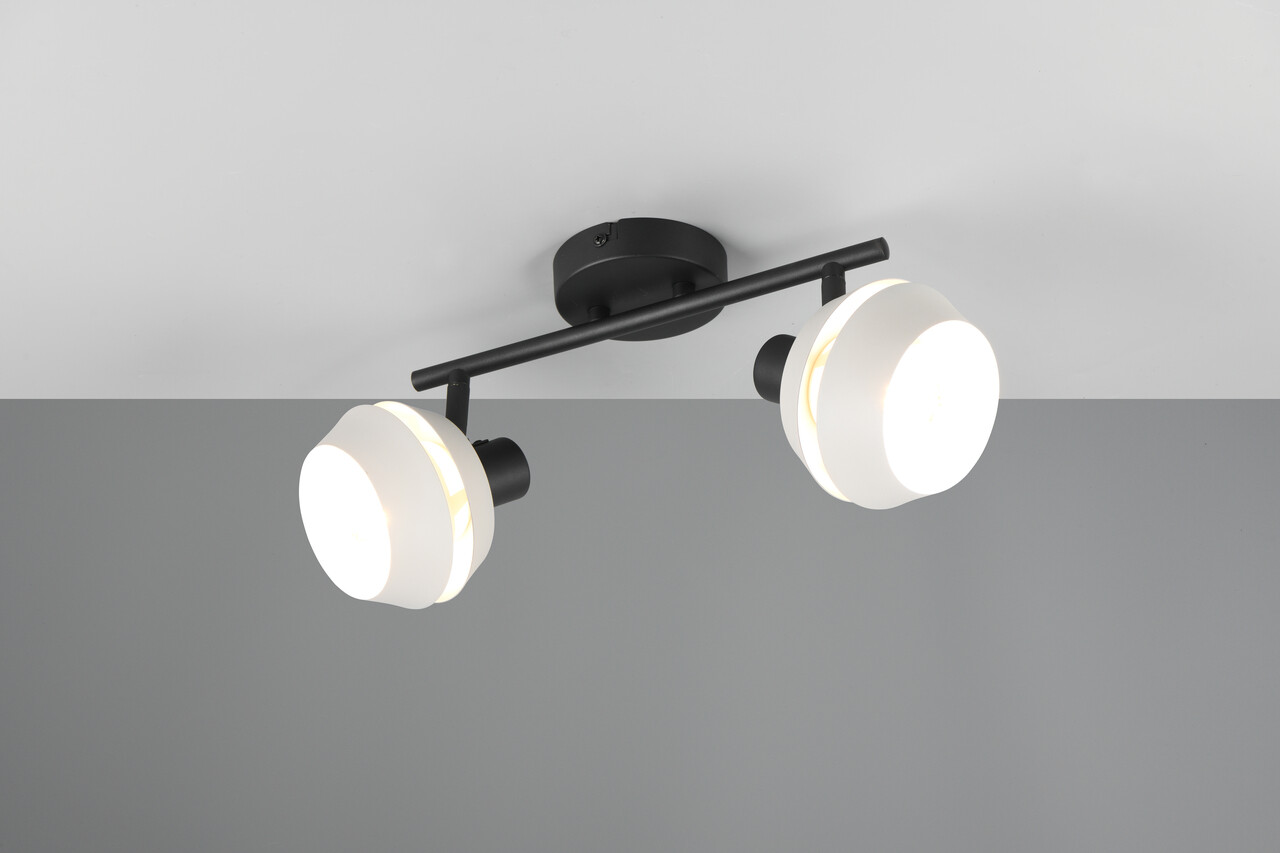 Plafoniera Isla, RL, 36.7x12x21 cm, 10W, 2x E14, metal, negru/gri