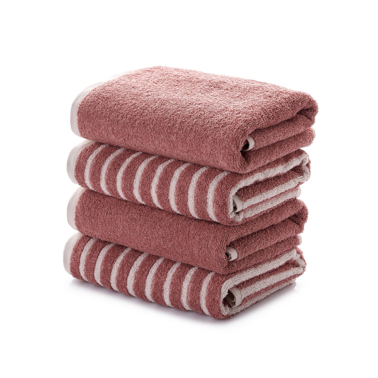 Set prosoape, L'essentiel Maison, Stripe Melange, Bumbac, Roz — imaginea 3