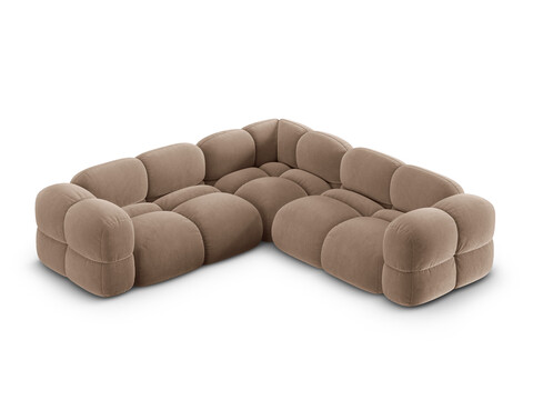 Coltar simetric 4 locuri, Loretto, Cosmopolitan Design, 250x250x68 cm, catifea, bej inchis