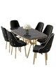 Set masa si scaune (7 piese), Hanah Home, Asel, Sonata / Auriu / Negru
