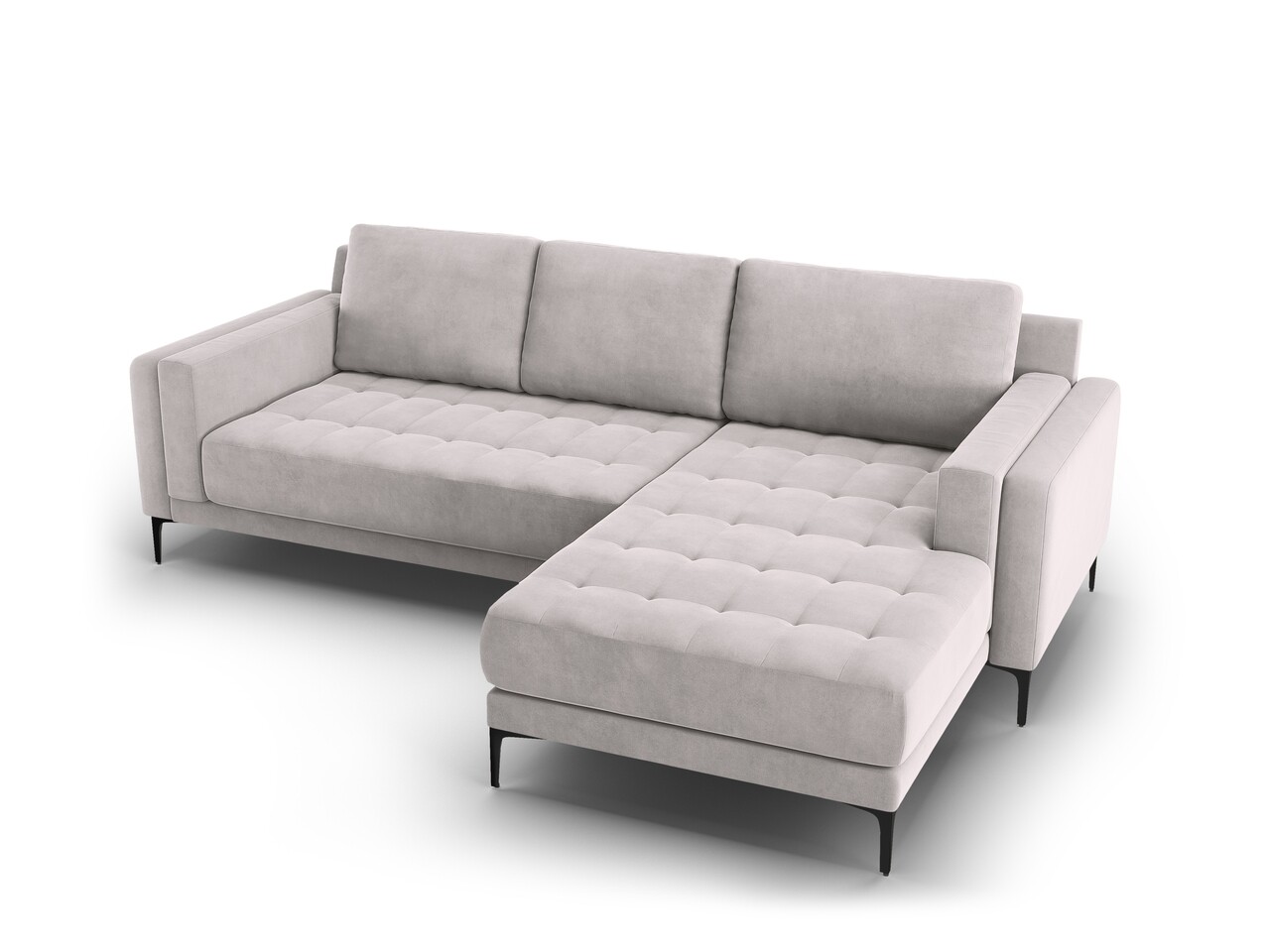 Coltar Dreapta, Orrino, Mazzini Sofas, 4 Locuri, 242x164x82 Cm, Catifea, Argintiu