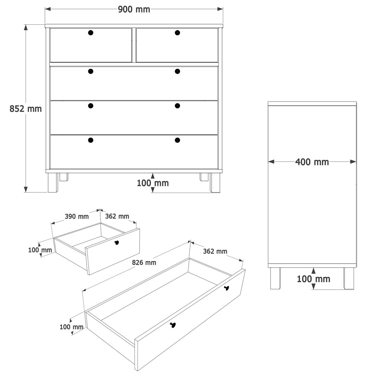Dulap, Hanah Home, Nord, 90x85.2x40 cm, PAL, Alb / Stejar — imaginea 8